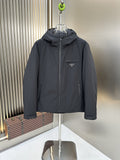 Prada Dark Grey Hooded Puffer Jacket — hero