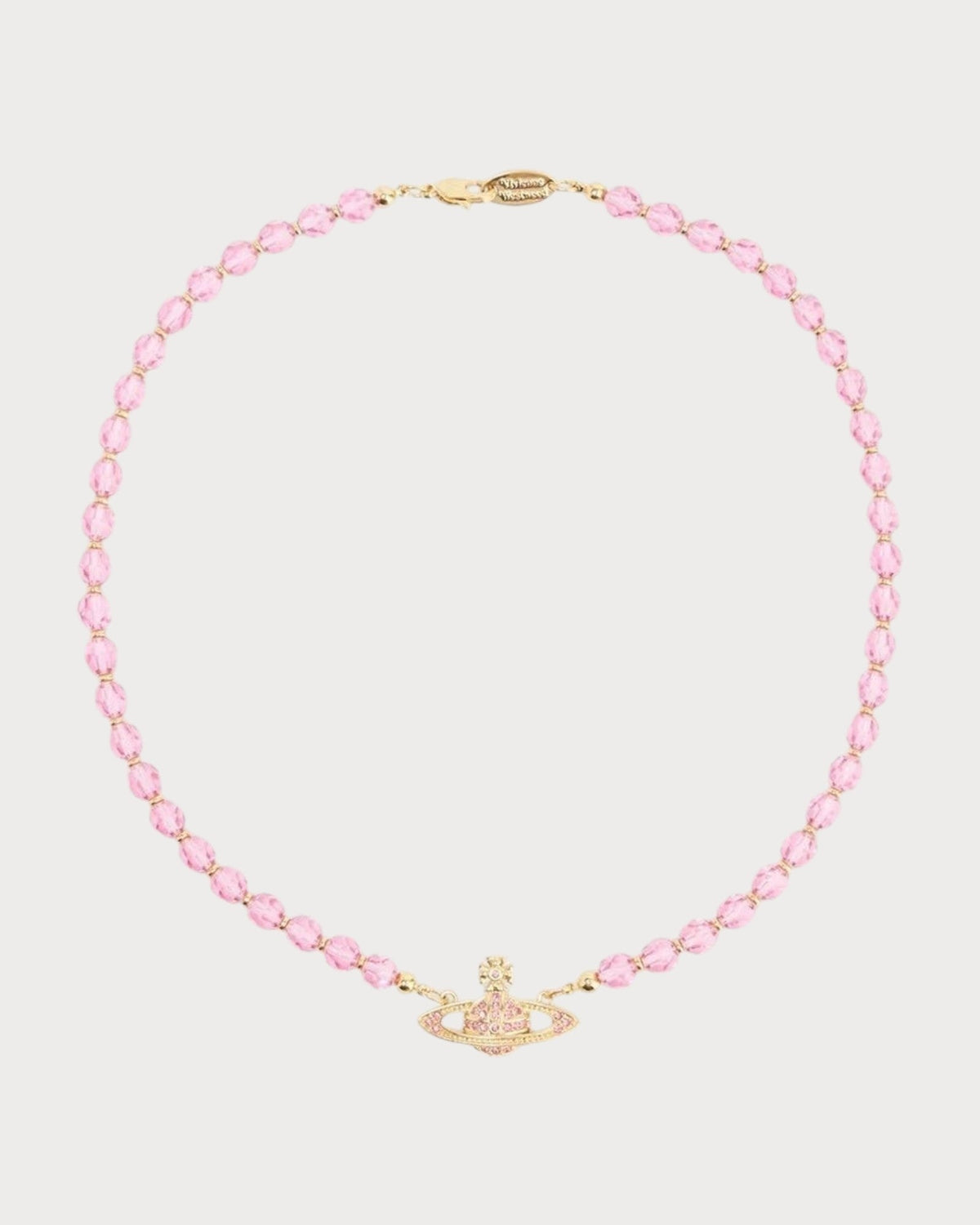 VIVIENNE WESTWOOD Messaline Bead-Design Brass Choker(Pink)