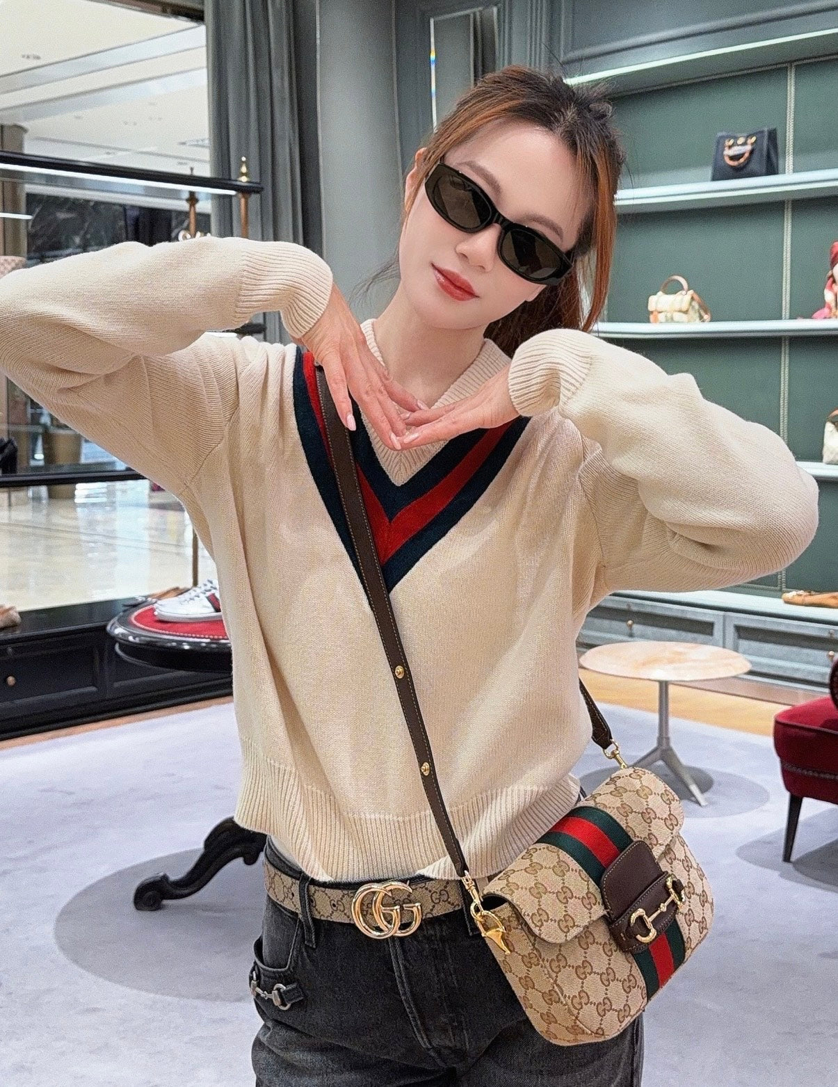 Gucci Horsebit 1955 Canvas Shoulder Bag – 866762